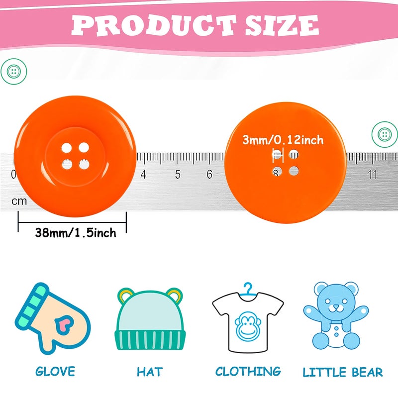 YAKA 50pcs 4 Holes Round Sewing Resin Buttons1.5inch/38mm in Bulk for Environmental Sewing Fasteners Scrapbooking DIY Sewing Tailor Crafts Coats Clothe Orange - Image 2
